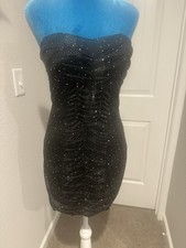 NWT Ladies Strapless Rhinestone Bodycon Dress Size Small