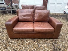 Next Brown Real Leather Two Seater Sofa Delivery Available