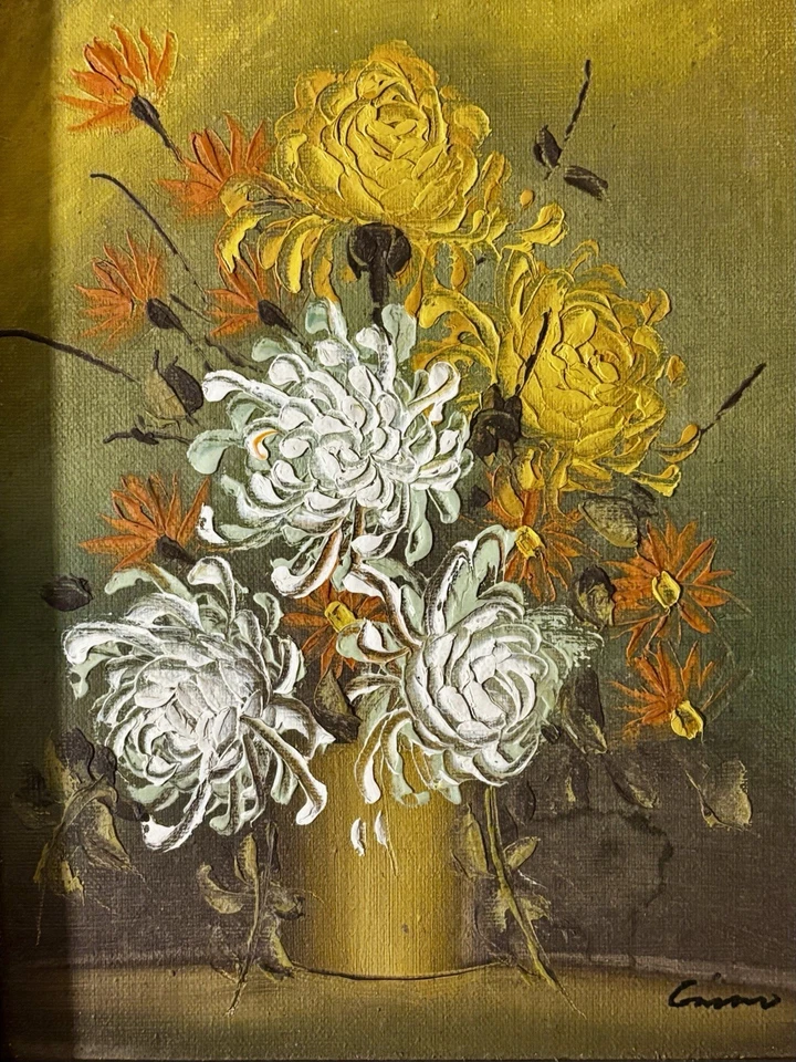 Tablero de pintura al óleo floral Shelley vintage original Foto 2 de 4