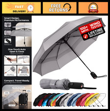 Windproof Travel Umbrella - Compact Auto Folding, 100MPH Wind Resistant, Durable