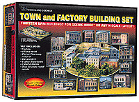 Woodland Scenics 1485 N Scale Town & Factory Building Set Kit
