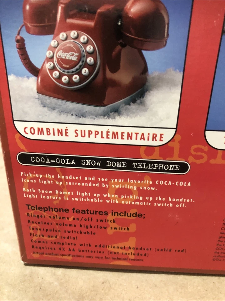 Teléfono de escritorio vintage Coca-Cola COKE Snow Dome Globe tono táctil. Nuevo Foto 4 de 4