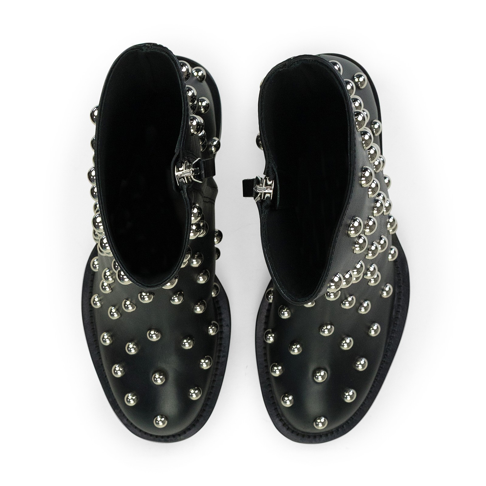 NIB LANVIN BLACK/SILVER ZIPPEES AVEC CLOUS ANKLE BOOTS SIZE 39 $1990