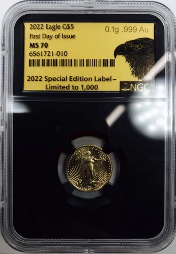2022 1/10 OZ AMERICAN GOLD EAGLE! NGC MS70! SPECIAL EDITION LABEL! NR #P1860