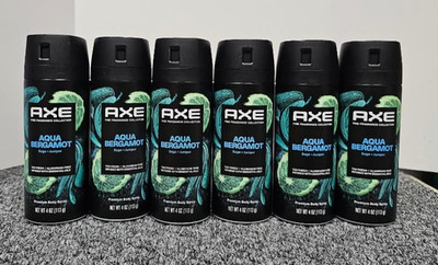 6 X AXE AQUA BERGAMOT Fine Fragrance Collection Body Spray  4oz/each