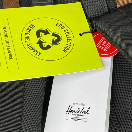 Zaino per laptop Herschel Little America in tela eco nero/marrone sella prezzo consigliato dal produttore $130 - Foto 14 di 14