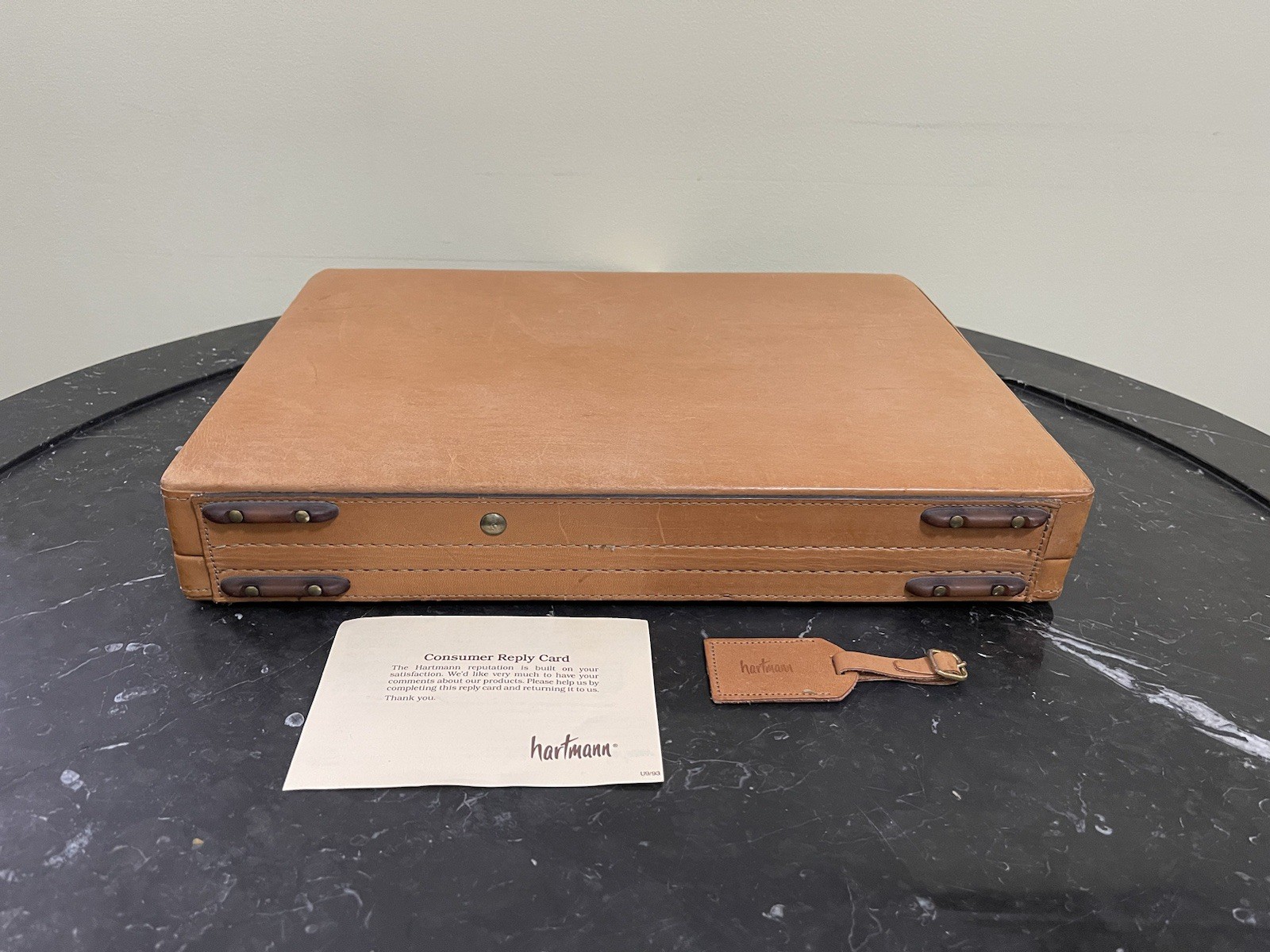 Hartmann Presidential Slim Tan Belting Leather Attaché Briefcase Super Rare NOS image 6