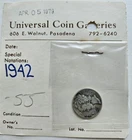 US 1942-P Mercury Winged Liberty Head Silver Dime, 90% Silver