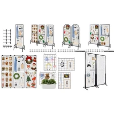Uimoso 1/2/3 Packs Wire Grid Panel Display Rack with Wheels and Hooks