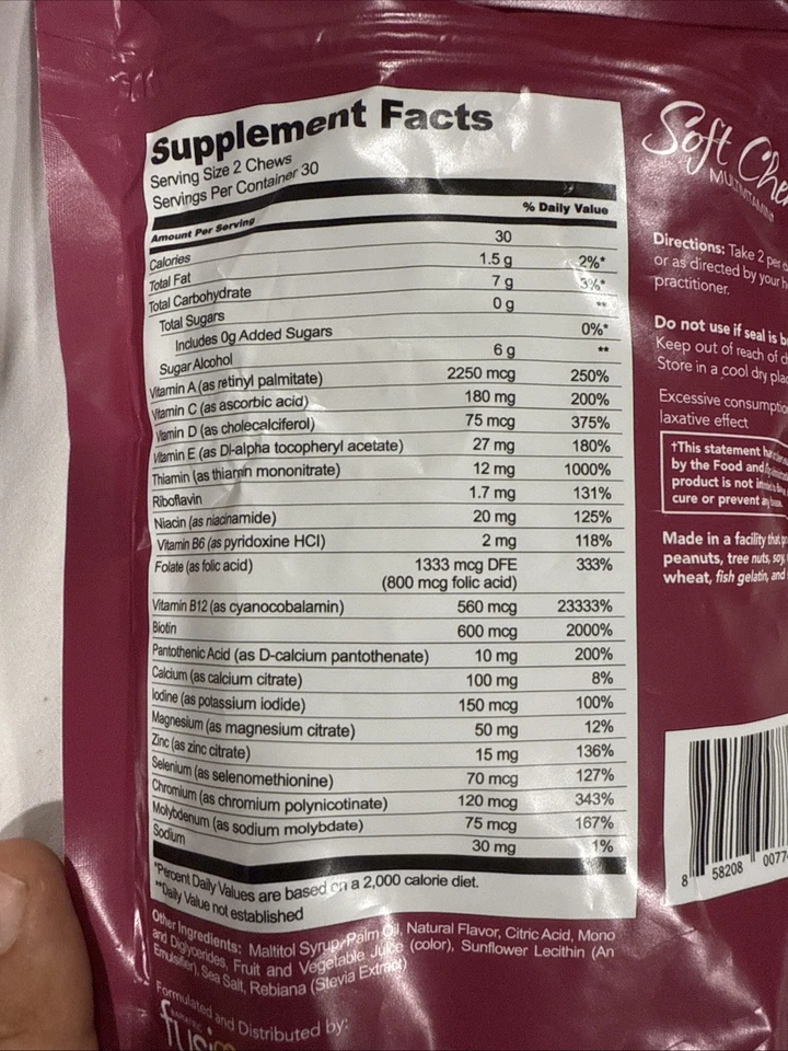 1 - Multivitamínico de fusión bariátrica suave masticable fruta de bayas 60 quilates EXP-11 de noviembre de 2025 Foto 3 de 4