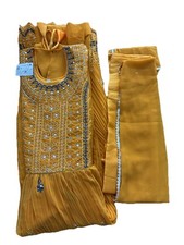 Mustard Yellow Designer Anarkali Style Readymade Womens salwar kameez 3 pc set