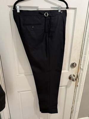 Suitsupply Vigo Trousers 54 38 Navy Wool Pleated Side Adjusters High Rise 36x31