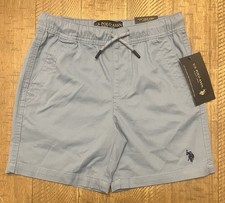 NWT- US Polo Assn Boys M 8 Blue Elastic Waist Pull On Shorts Cotton Casual Youth