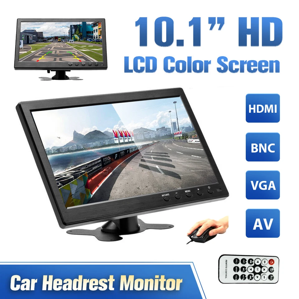 10.1" Inch LCD CCTV Monitor HD PC Screen HDMI VGA BNC AVI for Car Truck Computer - Image 4 of 4