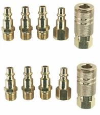 10 pcs Solid Brass Quick Coupler Set Air Hose Connector Fittings 1/4 NPT Tools