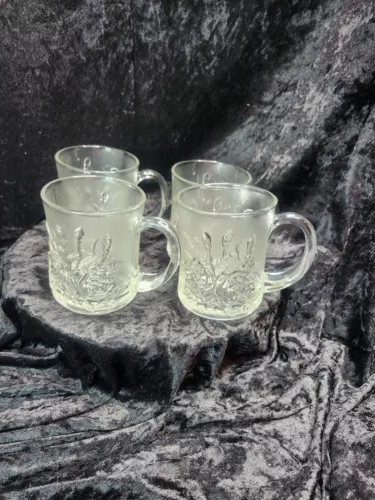 PASARI Crystal LIVIA INDONESIA Rose Non-Frosted Glass Coffee Cup Set Of 2 ONLY