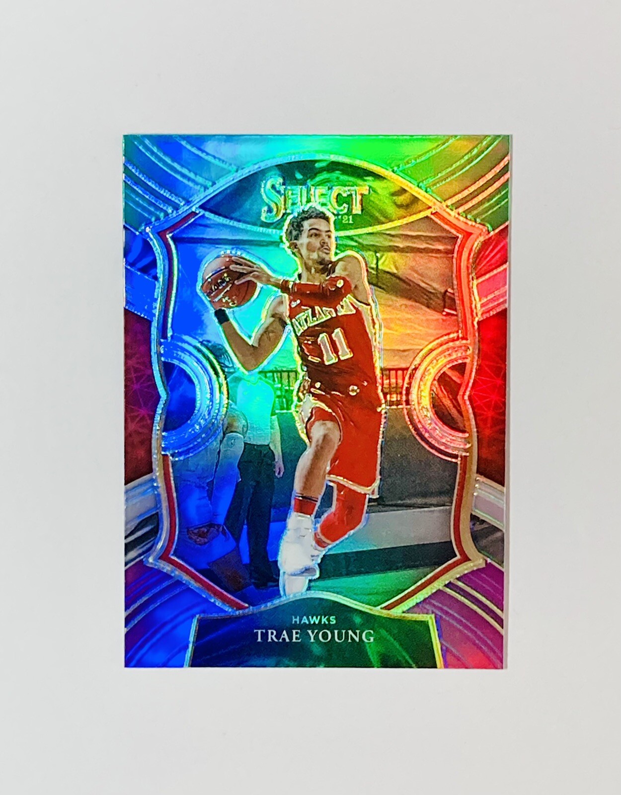 2020-21 Panini Select Trae Young Concourse Green White Purple Prizm NM