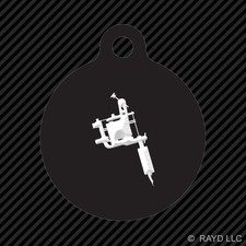 Tattoo Machine Keychain Round with Tab dog engraved many colors Ink Body Art 2