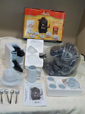 Melitta Cafe Black Espresso/Cappuccino Machine 4 Cup 18 PC COFFEE BAR SET NEW 