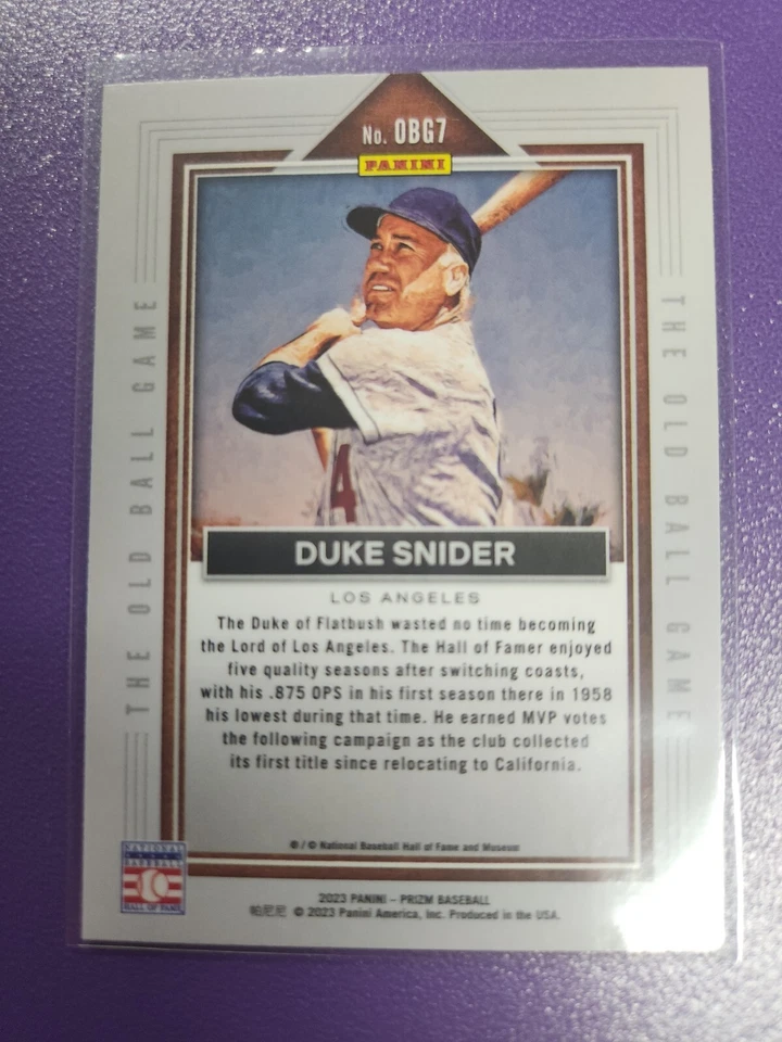 2023 Panini Prizm Baseball The Old Ball Game Duke Snider #OBG7 ⚡️ - Image 2 of 2