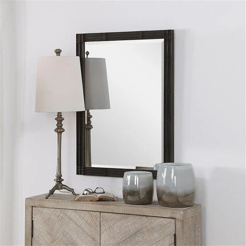 Uttermost Gower Iron and MDF Wood Decorative Mirror in Rustic Aged Black - Picture 6 of 7