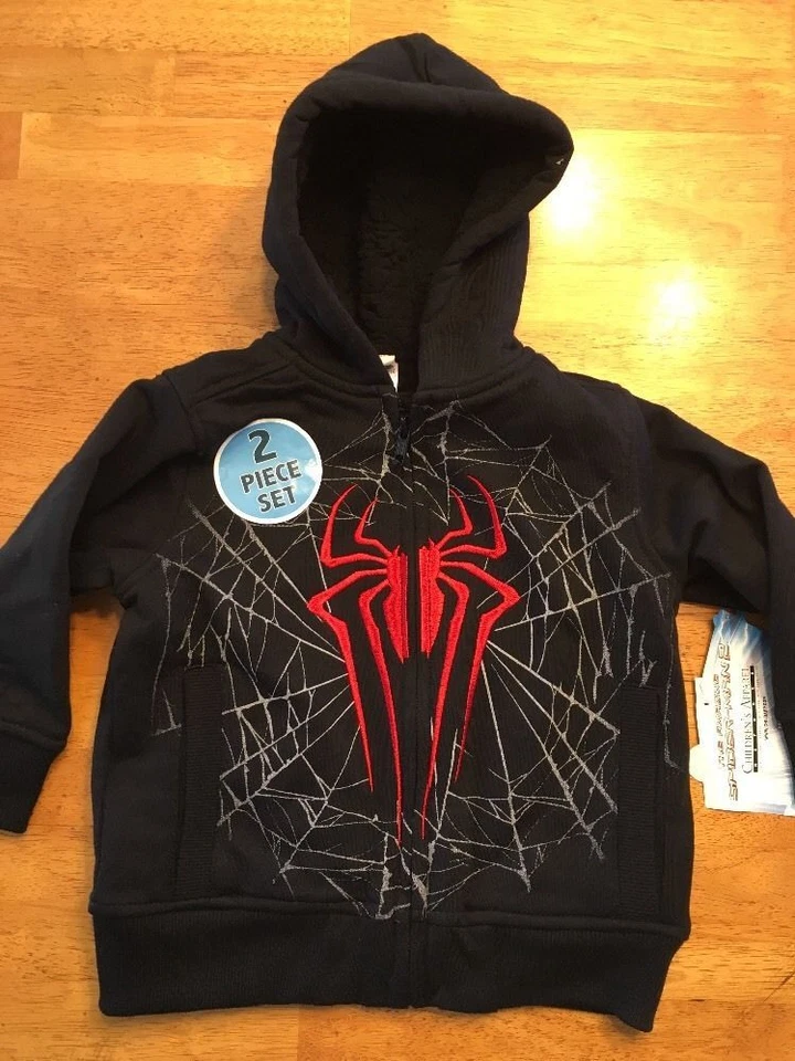 NUEVO CON ETIQUETAS Marvel Spider-Man Niño Rojo y Negro Sudadera con Capucha y Camisa - Talla: 2T Foto 2 de 4