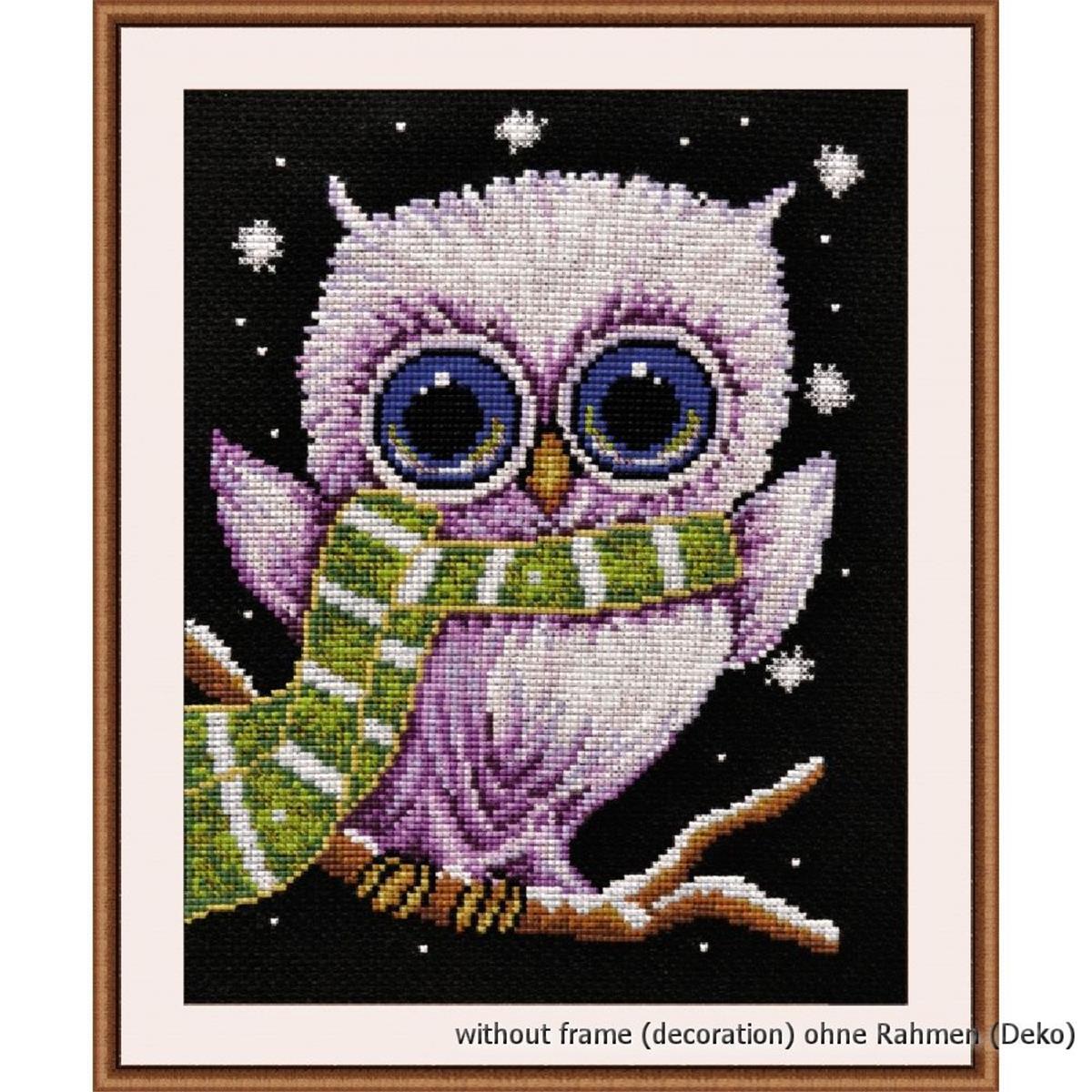 Oven counted cross stitch kit ""Owl with scarf"", 22x17cm, DIY