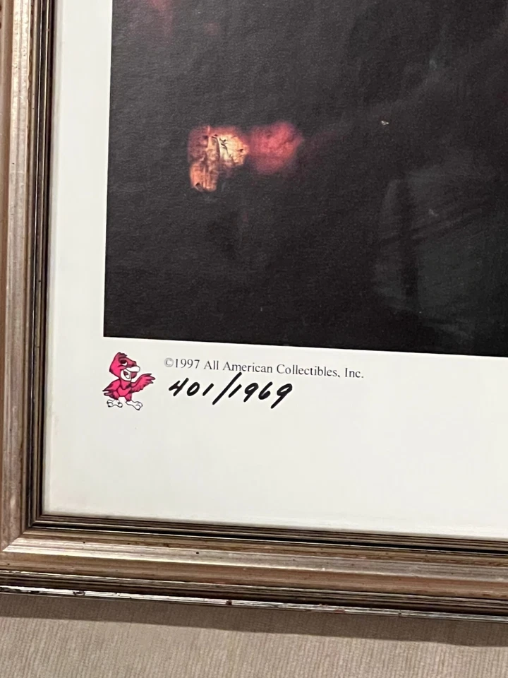 JOE NAMATH - STEPHEN HOLLAND Firmado a Mano Enmarcado 21" x 27" Litografía #401/1969 Foto 2 de 4