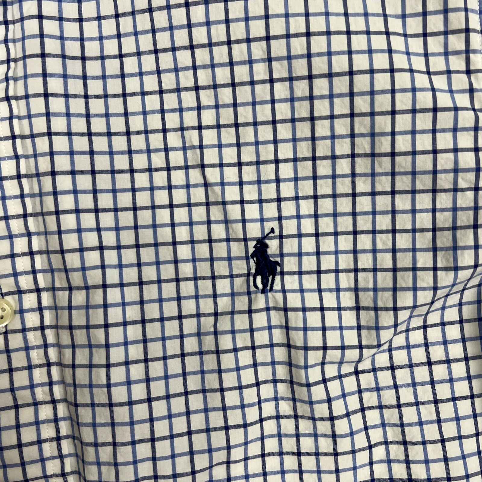 Polo Ralph Lauren Camicia da Uomo Grande Blu Picnic Quadri Cotone Bottone Pony