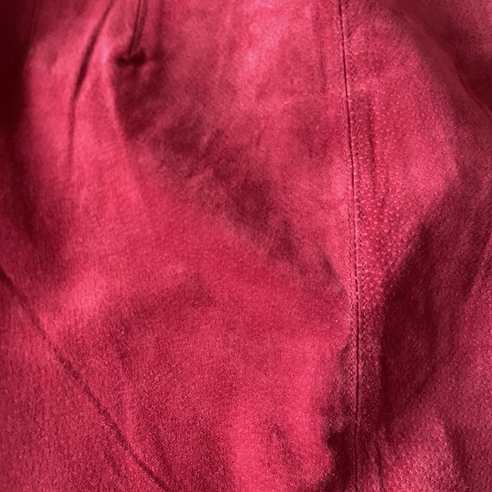 Falda Roja Vintage Imitación Gamuza Borgoña Años 90 Hasta la Rodilla Identidad Global Talla 10 Foto 3 de 4