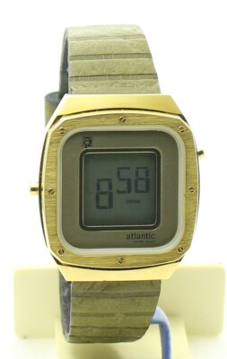 ATLANTIC COMPUTRON SWISS LCD DIGITAL VINTAGE WATCH 1970's ESA 934.831 - NOS