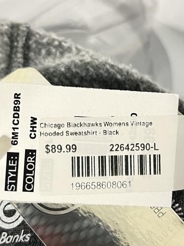 Women's G-III 4Her by Carl Banks Chicago Blackhawks VINTAGE HOODIE SIZE-L NEW - Picture 9 of 12