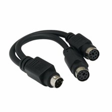 Kentek 6" MDIN Mini DIN6 6Pin Male to 2 Female Keyboard Mouse KVM Splitter Cable