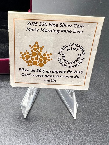 2015 Canada $20 Fine Silver Coin: Misty Morning Mule Deer With COA Clamshell - Picture 4 of 6