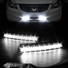8 LED Clear Lens Chrome Housing Daytime Running Lights DRL Fog Lamps Universal 5