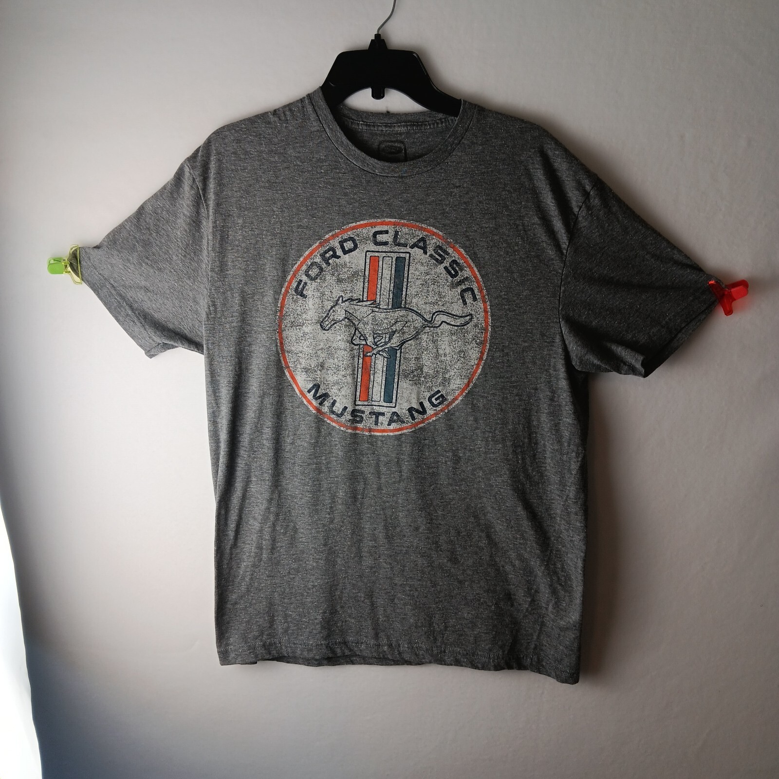 PONY Camicia Ford Mustang Uomo M Grigio Logo Invecchiato Ford Prodotto Ufficiale Cotone Pol