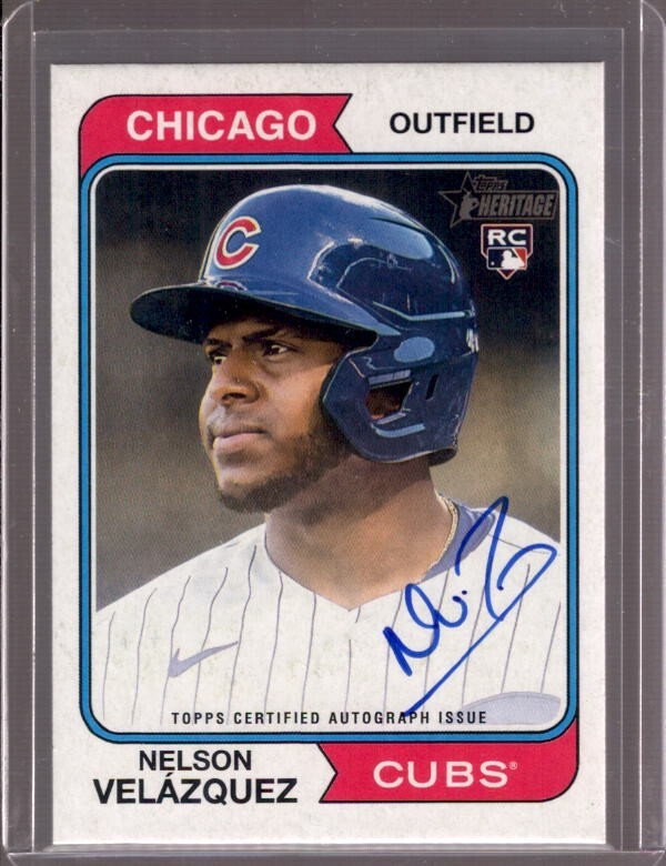 NELSON VELAZQUEZ 2023 Topps Heritage Real One Autograph Auto #ROA-NV Rookie RC