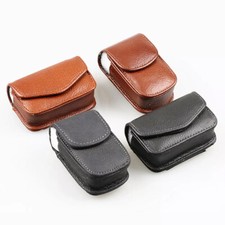 Leather Presbyopic Glasses Case Classic Belt Wearable Folding Myopic Lens Box D
