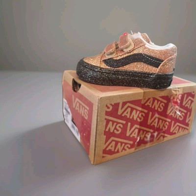 VANS KIDS SHOES OLD SKOOL SNEAKER Gr. 18 PARTY GLITTER BLACK GOLD