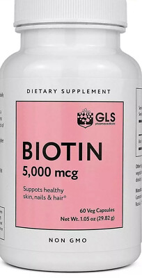 GLS Biotin HAIR SKIN & NAILS VITAMINS 5000 Mcg 60 Veg Capsules