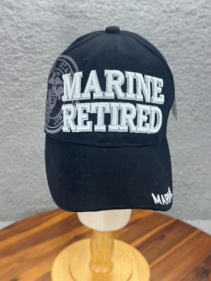 Nonstop Marine Retired Strapback Hat Cap Embroidered Black White Marines