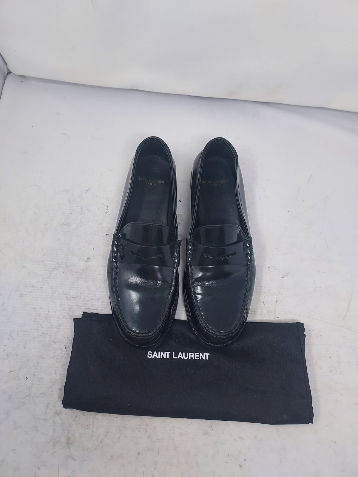 Mocassino YSL Yves Saint Laurent nero monogramma penny DONNA taglia EU 42 adatto US 12