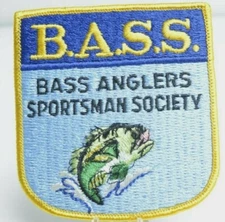 BASS ANGLERS SPORTSMAN SOCIETY B.A.S.S. EMBROIDERED FISH PATCH 
