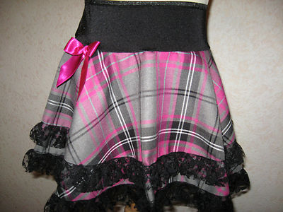 NEW Girls ALL Black Linen lace Frilly Party Gift Skirt Dance Goth Rock Punk