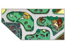 Kinderteppich Straßenteppich Teppich Bauernhof Tiere Wende Teppich Spielteppich 