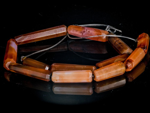 A Strand of Vintage African Trade Idar Oberstein 0320 Carnelian Agate Cylindrica