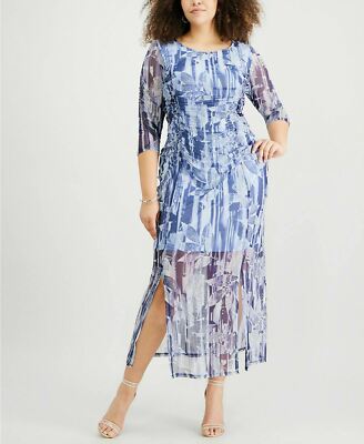 chinese dress ladies Curvesoul Plus Size Elastic Waist Split Maxi Dress |Orange, Orange / 4XL