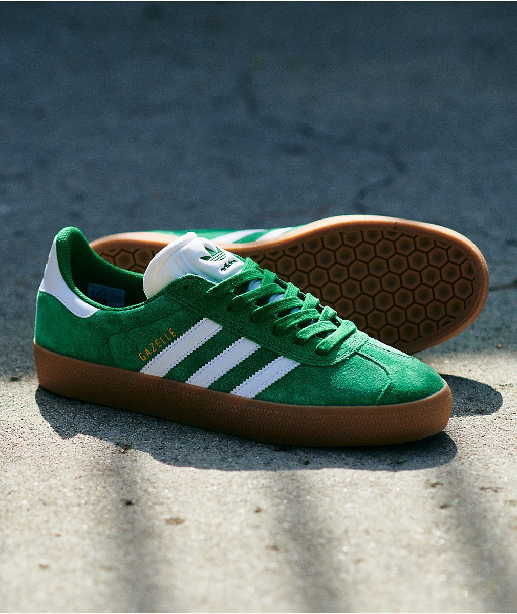 NEW MENS adidas Gazelle ADV Green White Gum Shoes