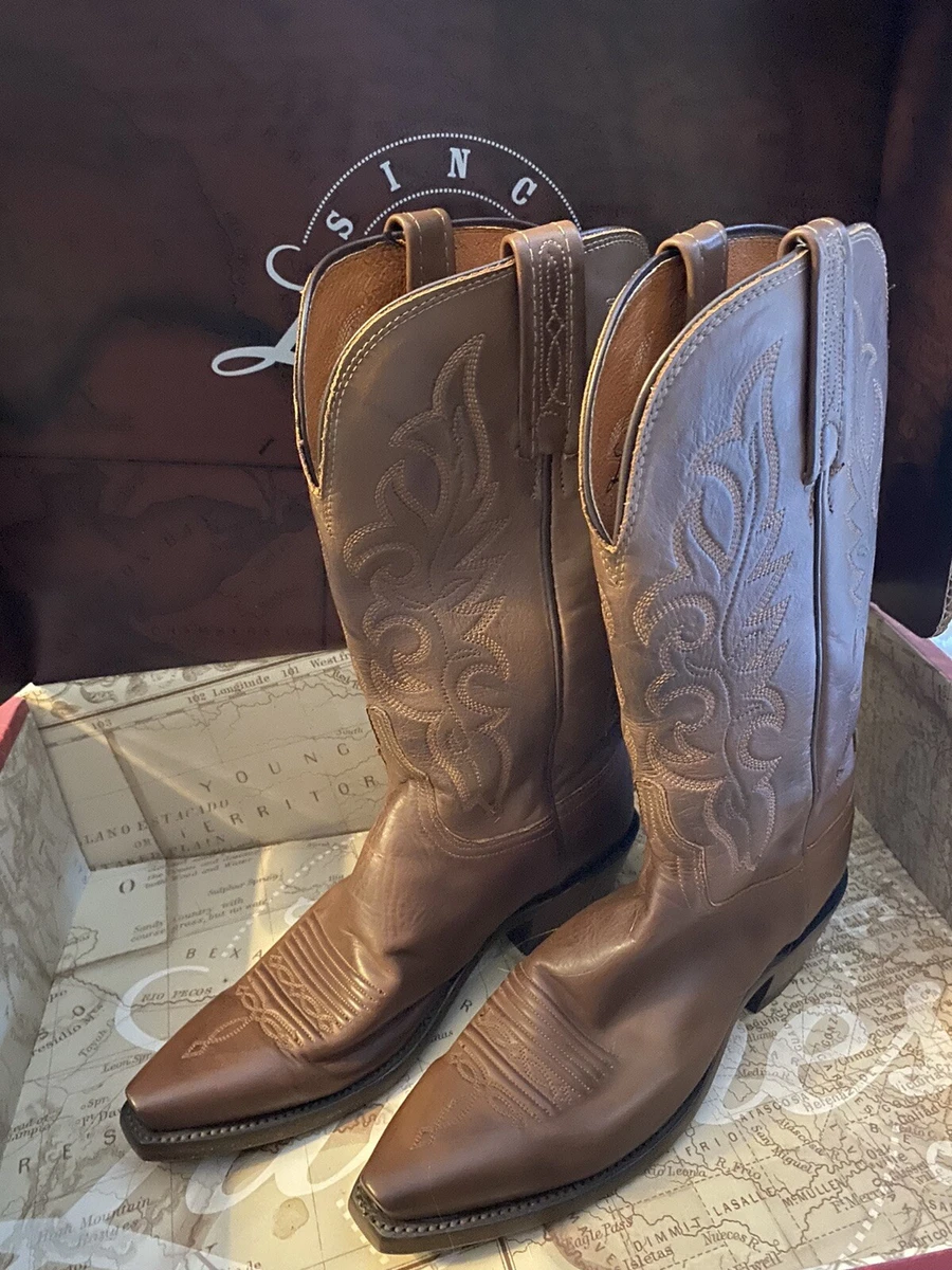 New Lucchese 1883 Brown Embroidered Leather Western Cowboy Boots Women s 7 B