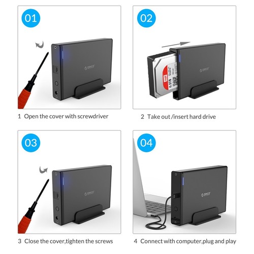 Boitier Disque Dur Externe 35 '' avec Boîtier Amovible Adaptateur USB 3.1 Typ... - Photo 5/7